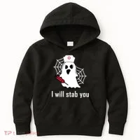 I Will Stab You Ghost Nurse Kids Hoodie thumb 0