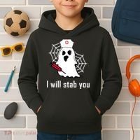 I Will Stab You Ghost Nurse Kids Hoodie thumb 2