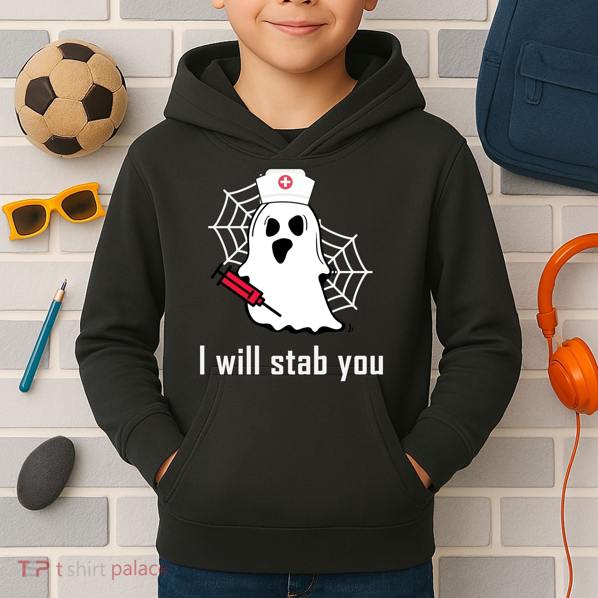 I Will Stab You Ghost Nurse Kids Hoodie