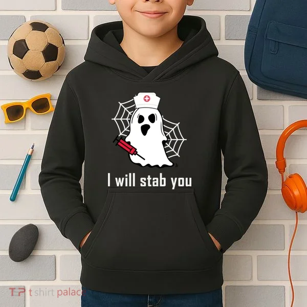 I Will Stab You Ghost Nurse Kids Hoodie