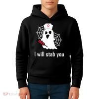 I Will Stab You Ghost Nurse Kids Hoodie thumb 4