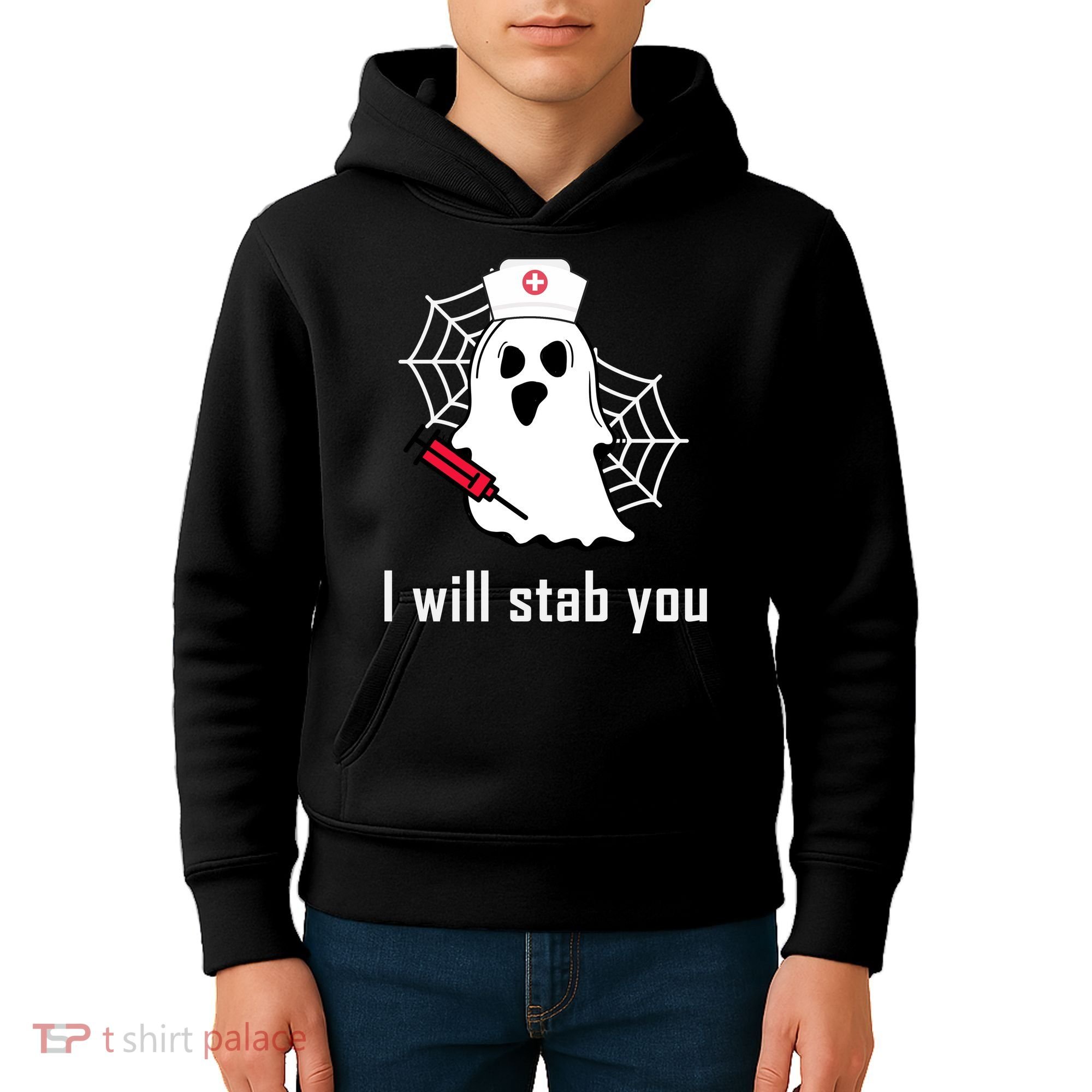 I Will Stab You Ghost Nurse Kids Hoodie