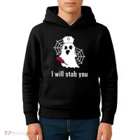 I Will Stab You Ghost Nurse Kids Hoodie thumb 4