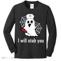 I Will Stab You Ghost Nurse Kids Long Sleeve Shirt thumb 0
