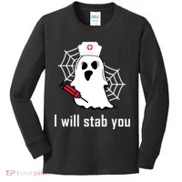 I Will Stab You Ghost Nurse Kids Long Sleeve Shirt thumb 0