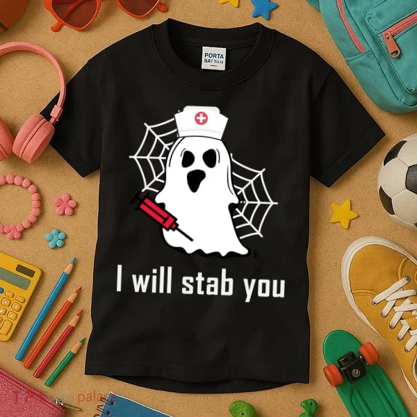 I Will Stab You Ghost Nurse Kids T-Shirt