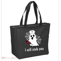 I Will Stab You Ghost Nurse Tote Bag thumb 2