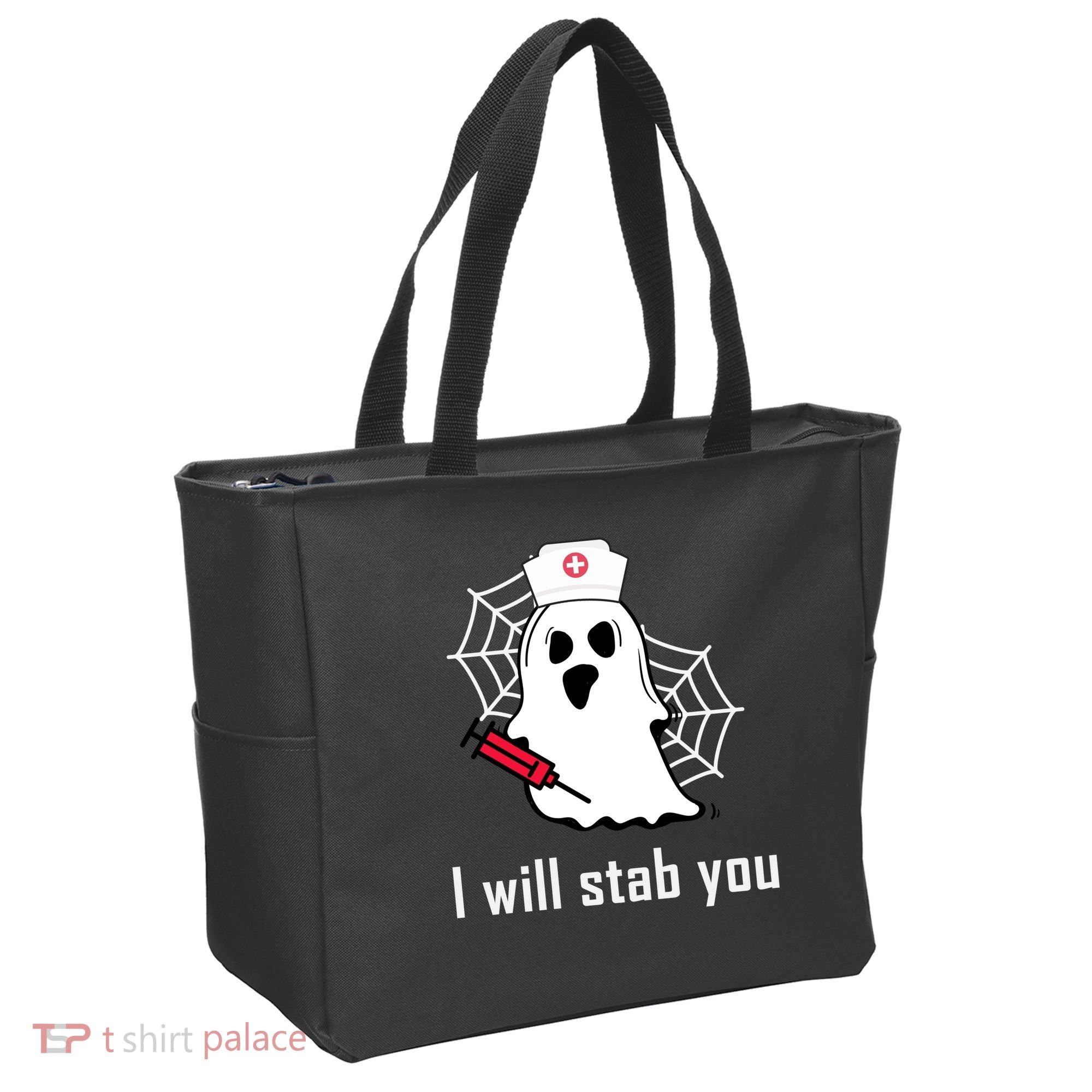 I Will Stab You Ghost Nurse Tote Bag