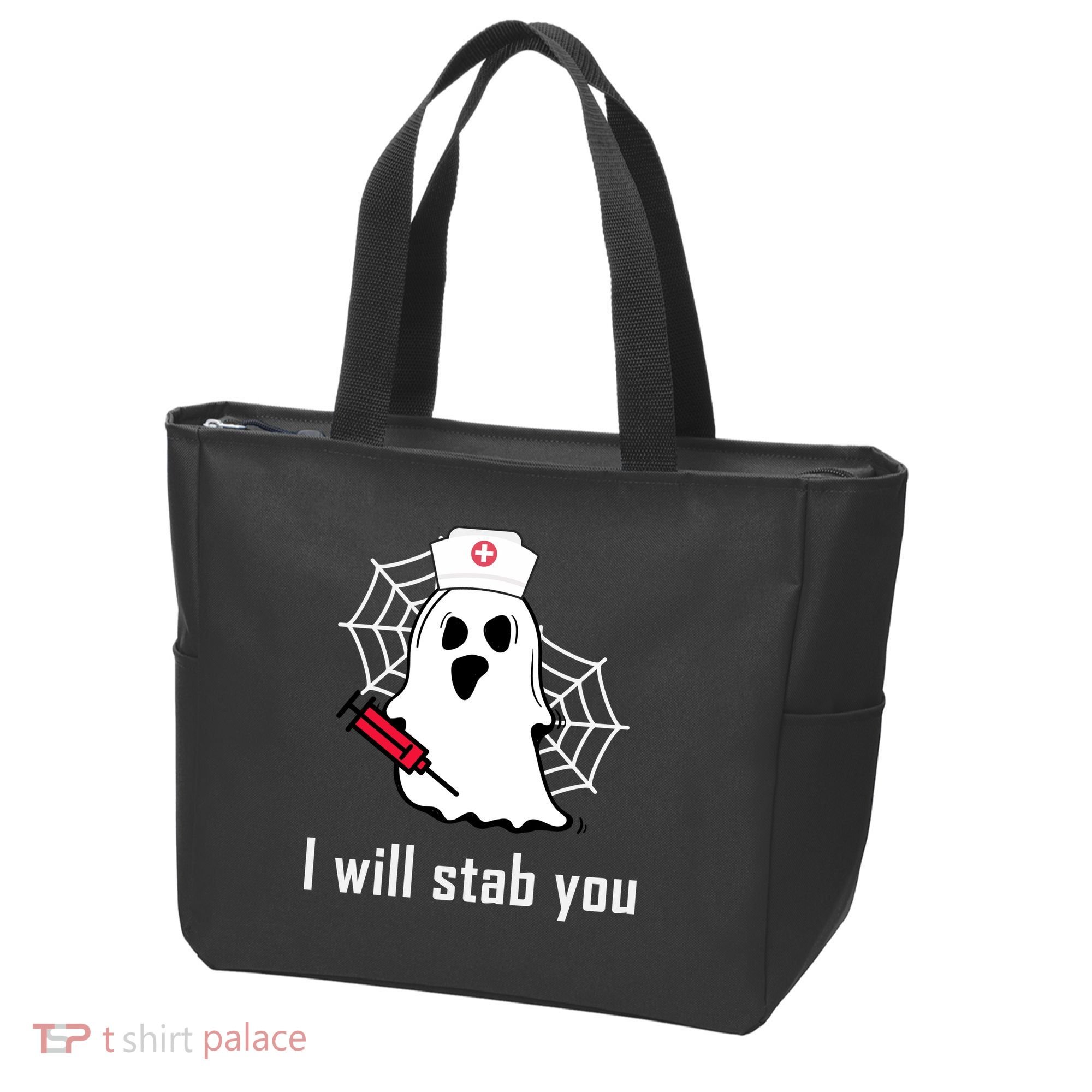 I Will Stab You Ghost Nurse Tote Bag