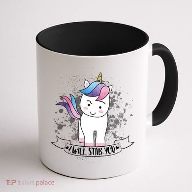 I Will Stab You Unicorn Coffee Mug back
