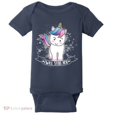 I Will Stab You Unicorn Baby Bodysuit
