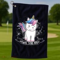 I Will Stab You Unicorn Golf Towel thumb 1