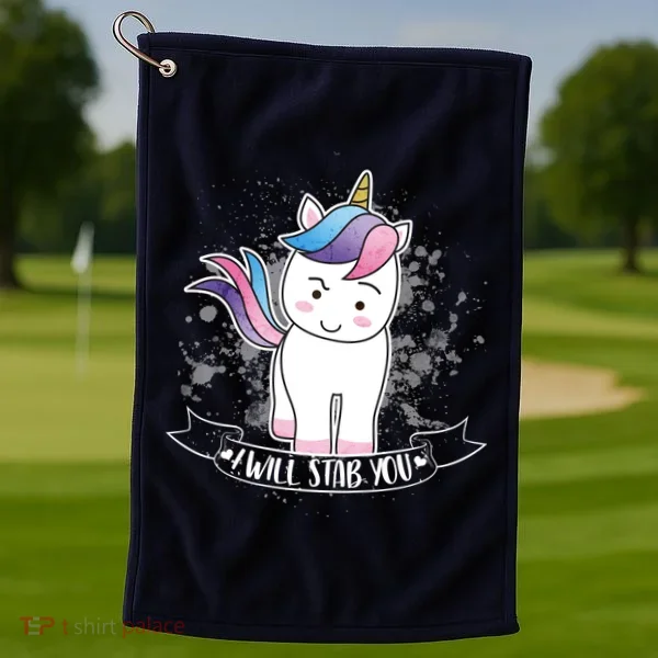 I Will Stab You Unicorn Golf Towel