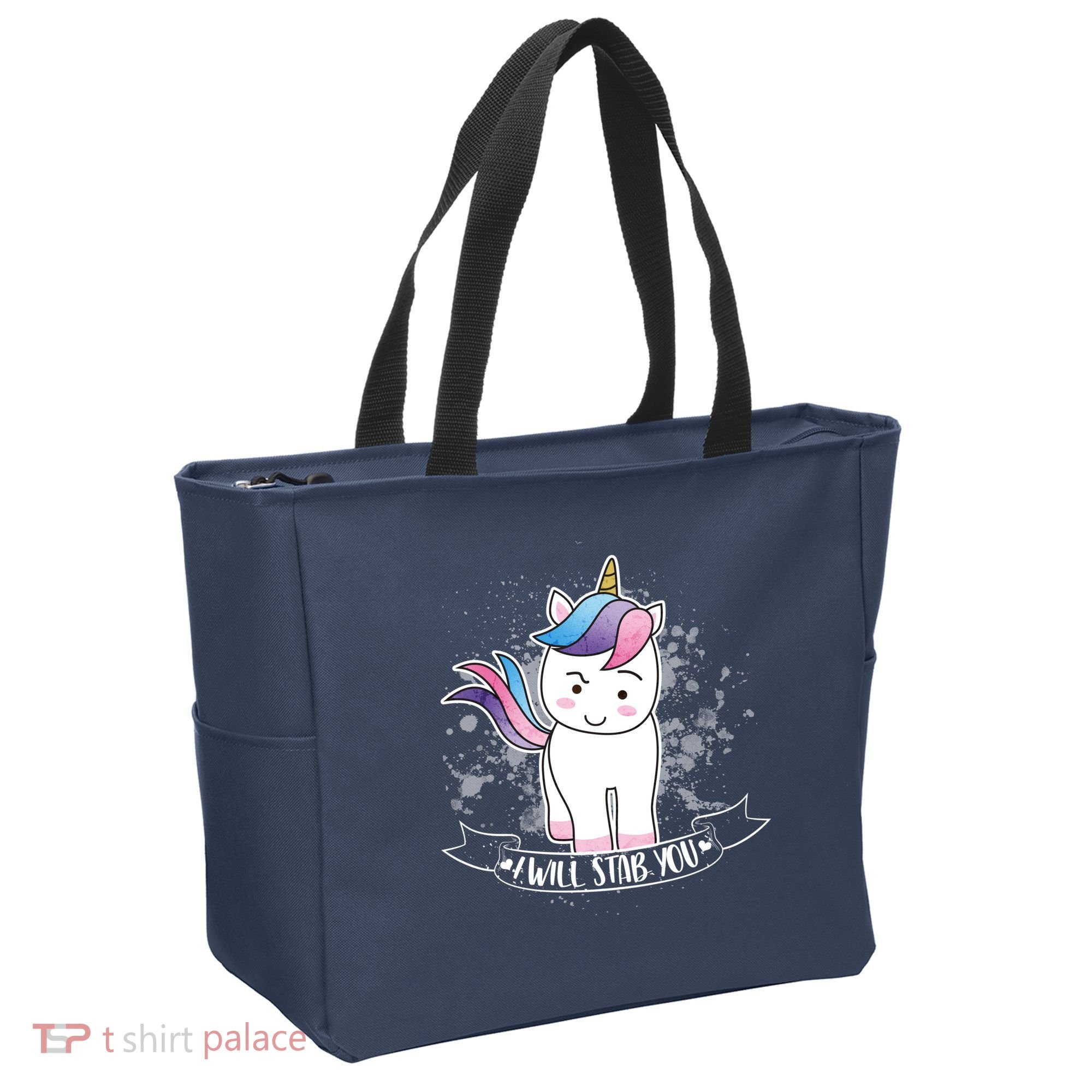 I Will Stab You Unicorn Tote Bag