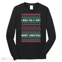 I Wish You A Very Merry Christmas Cute Ugly Sweater Long Sleeve Shirt thumb 0