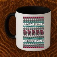 I Wish You A Very Merry Christmas Cute Ugly Sweater Coffee Mug thumb 2