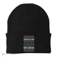 I Wish You A Very Merry Christmas Cute Ugly Sweater Beanie thumb 0