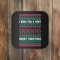 I Wish You A Very Merry Christmas Cute Ugly Sweater Coaster thumb 0