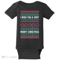 I Wish You A Very Merry Christmas Cute Ugly Sweater Baby Bodysuit thumb 0
