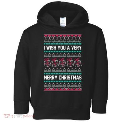 I Wish You A Very Merry Christmas Cute Ugly Sweater Toddler Hoodie
