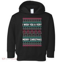 I Wish You A Very Merry Christmas Cute Ugly Sweater Toddler Hoodie thumb 0