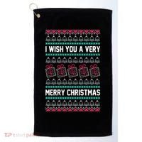 I Wish You A Very Merry Christmas Cute Ugly Sweater Golf Towel thumb 0
