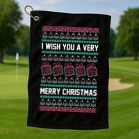I Wish You A Very Merry Christmas Cute Ugly Sweater Golf Towel thumb 1