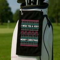 I Wish You A Very Merry Christmas Cute Ugly Sweater Golf Towel thumb 2