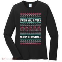 I Wish You A Very Merry Christmas Cute Ugly Sweater Women's Long Sleeve Shirt thumb 0