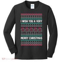 I Wish You A Very Merry Christmas Cute Ugly Sweater Kids Long Sleeve Shirt thumb 0