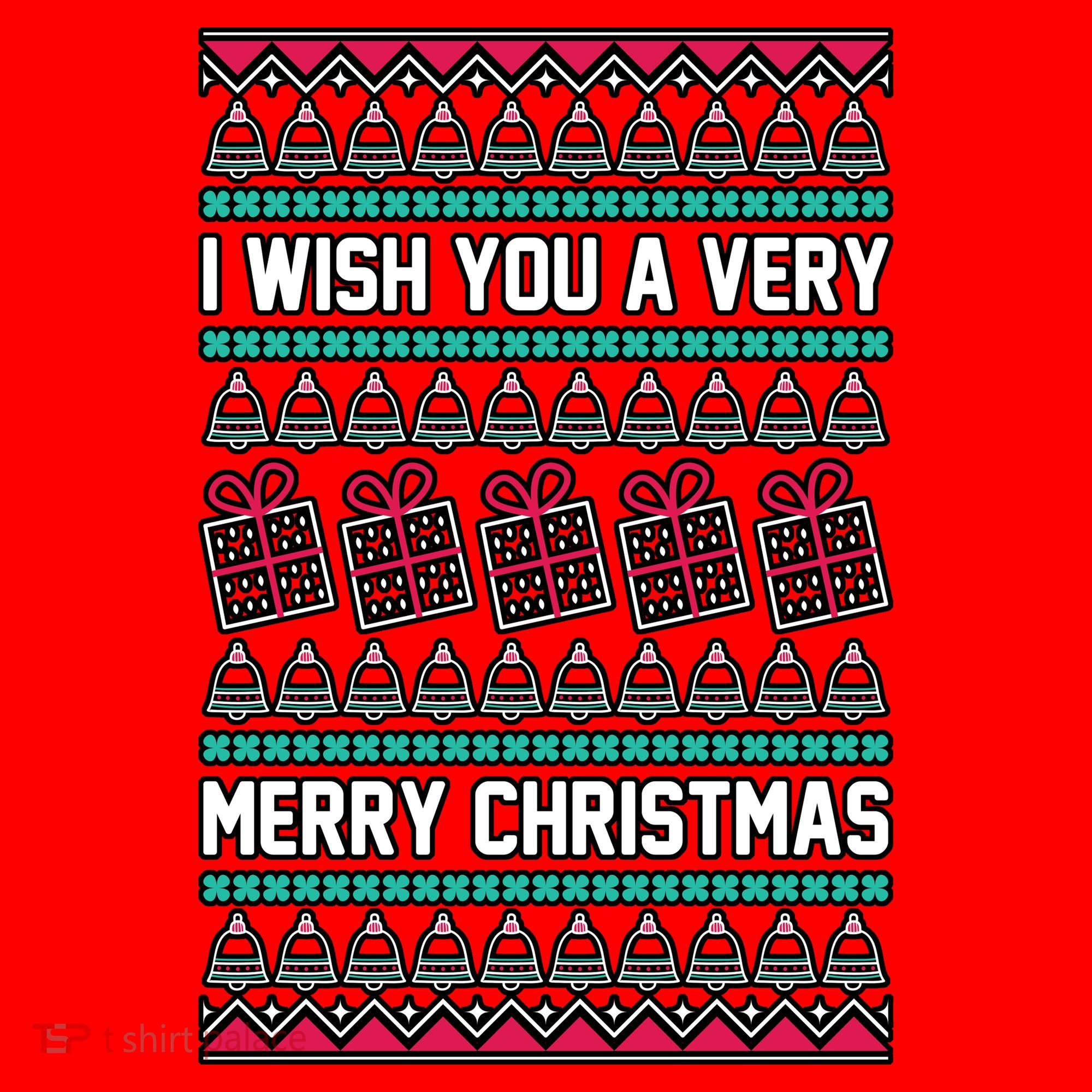 I Wish You A Very Merry Christmas Cute Ugly Sweater Santa Hat