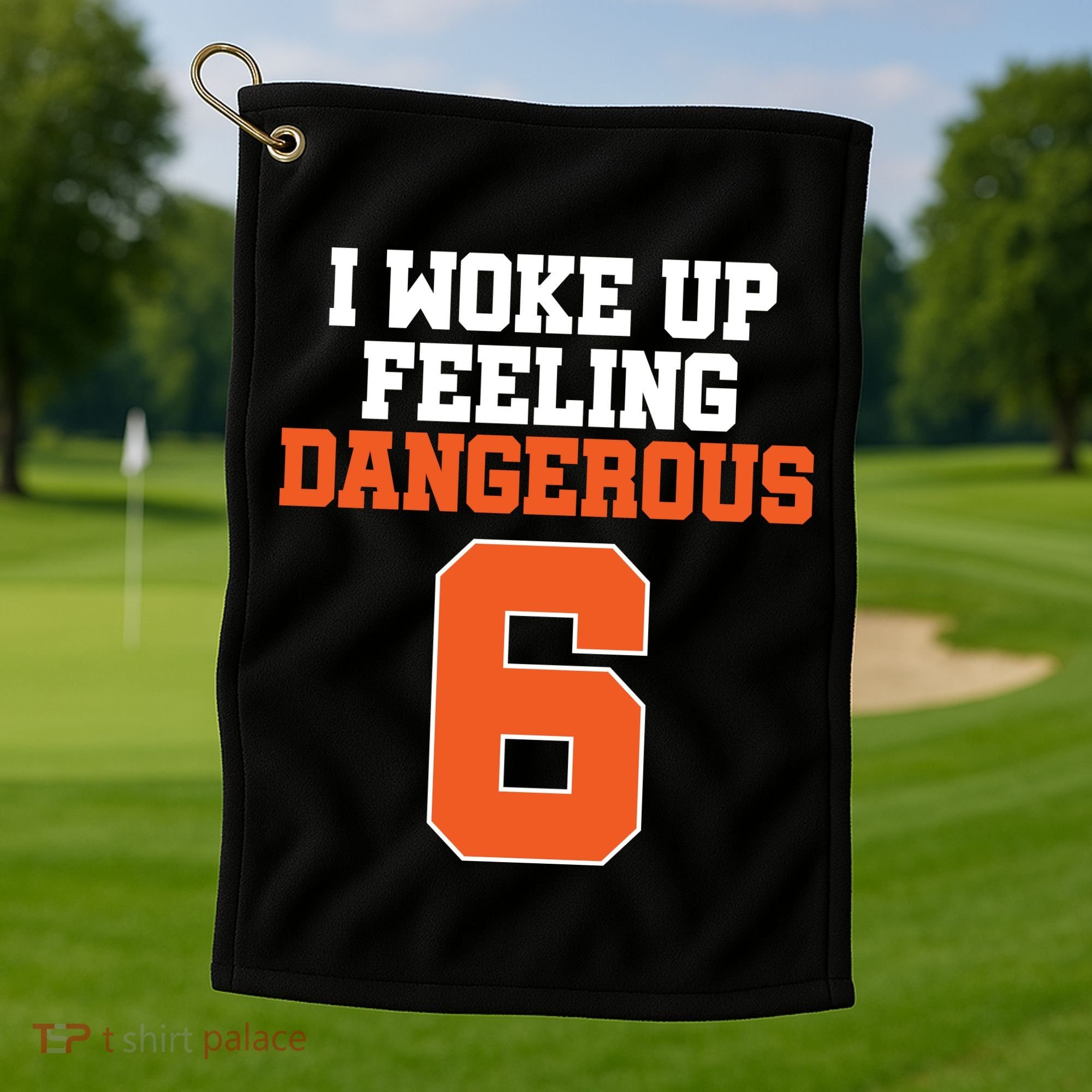 I Woke Up Feeling Dangerous Football Golf Towel