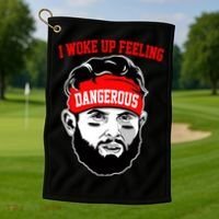 I Woke Up Feeling Dangerous Funny Football Golf Towel thumb 1