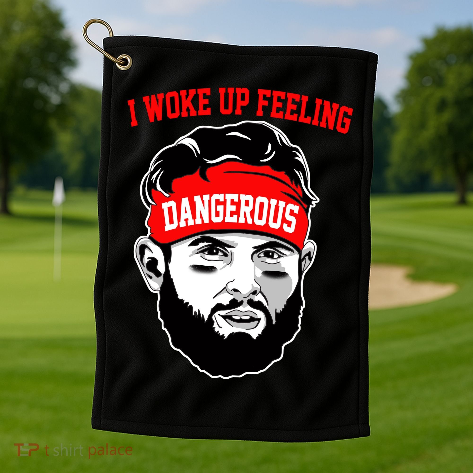 I Woke Up Feeling Dangerous Funny Football Golf Towel
