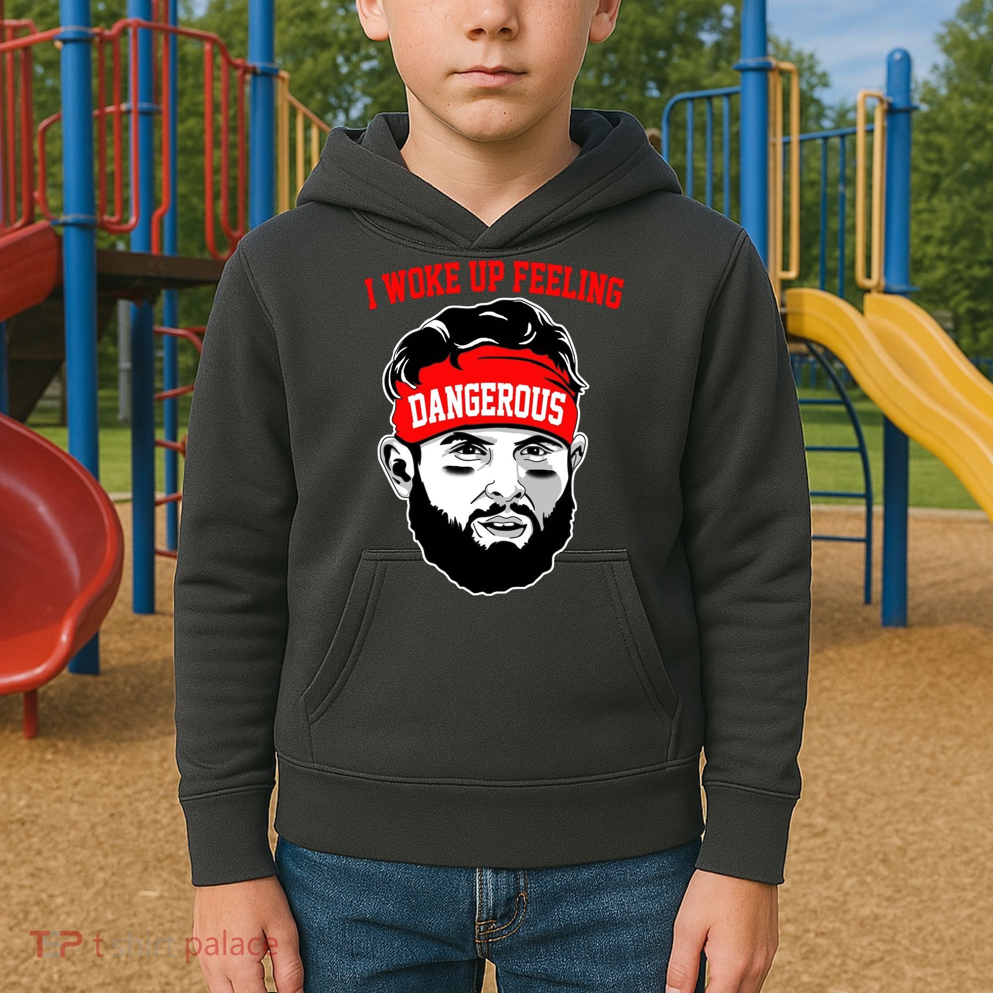 I Woke Up Feeling Dangerous Funny Football Kids Hoodie