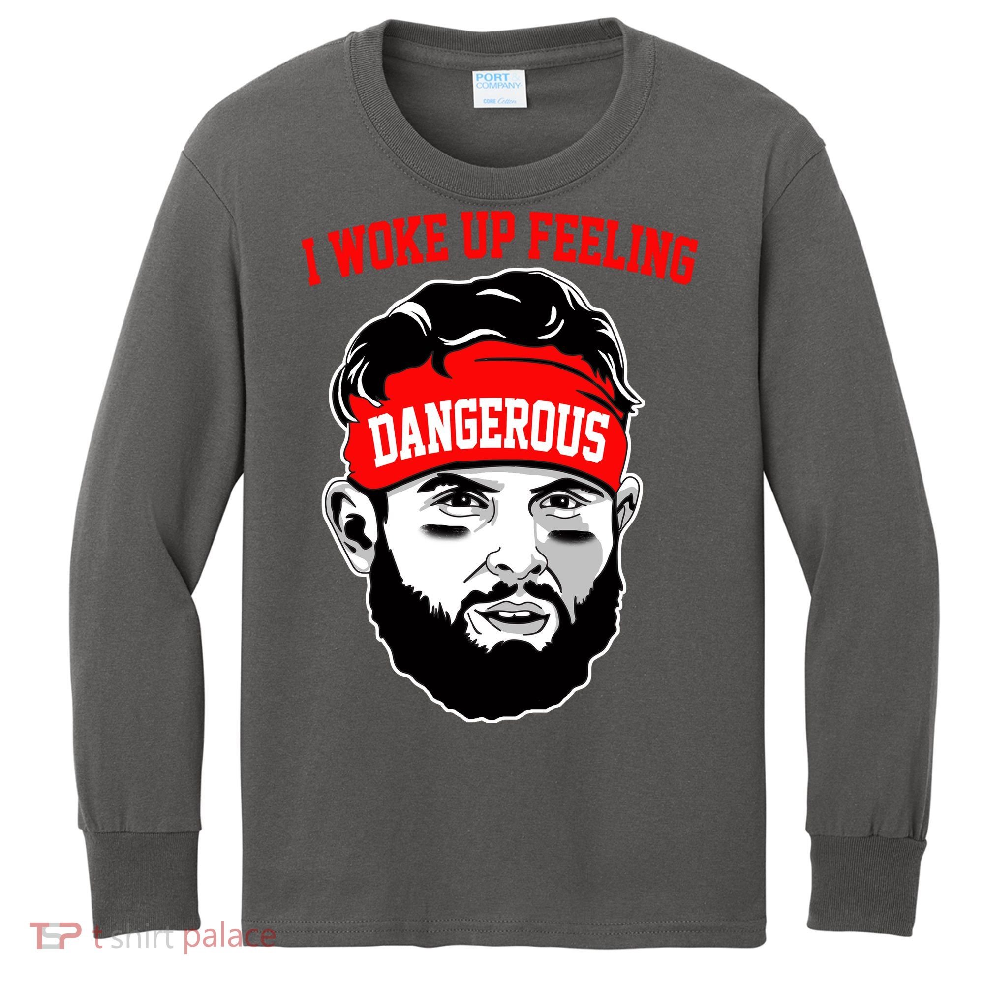 I Woke Up Feeling Dangerous Funny Football Kids Long Sleeve Shirt