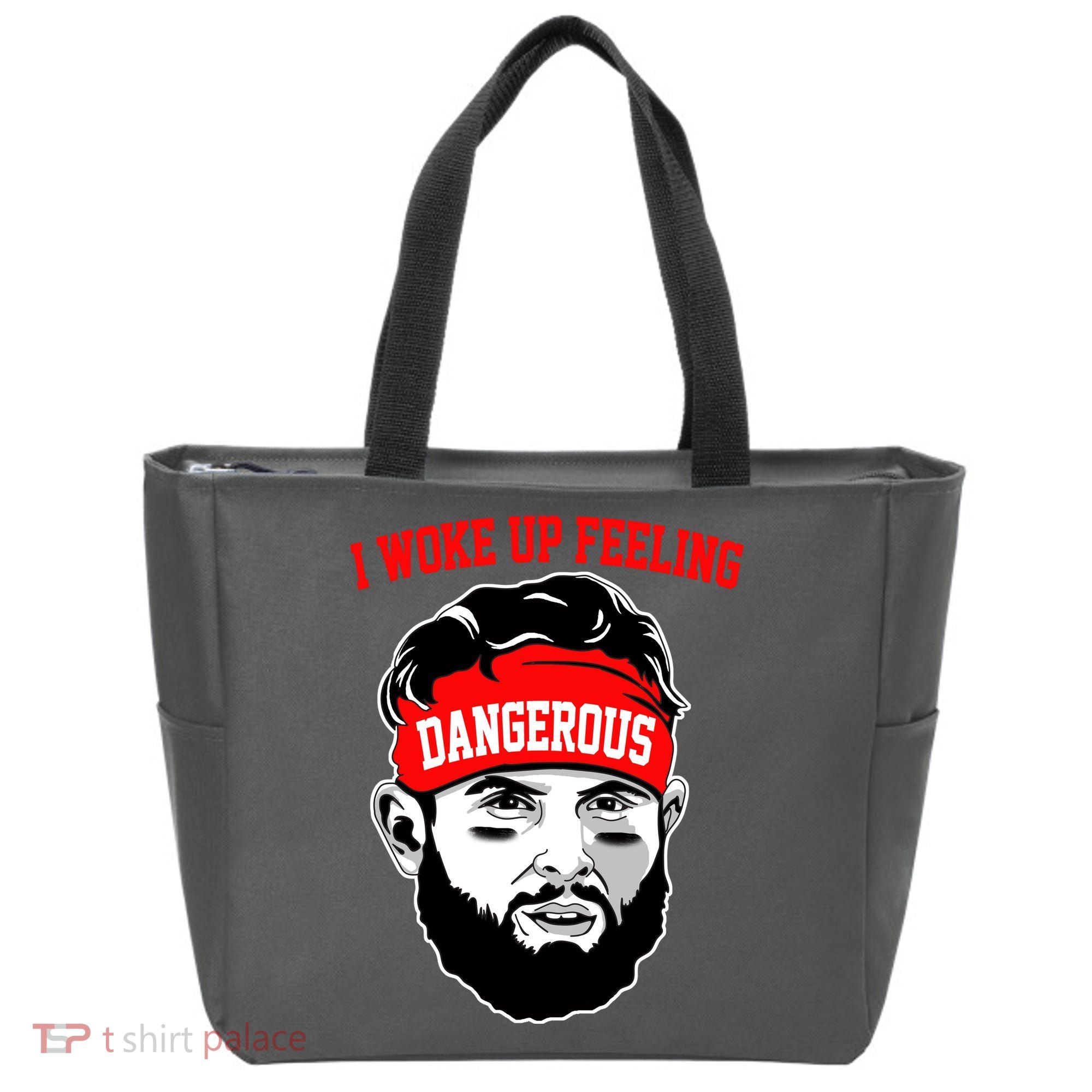 I Woke Up Feeling Dangerous Funny Football Tote Bag