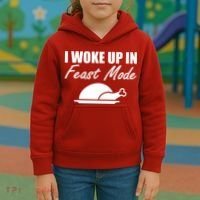 I Woke Up In Feast Mode Thanksgiving Turkey Kids Hoodie thumb 3