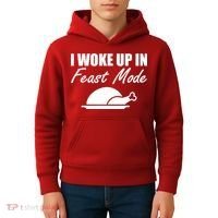 I Woke Up In Feast Mode Thanksgiving Turkey Kids Hoodie thumb 4