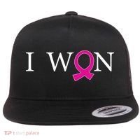 I Won Defeat Breast Cancer Survivor Flat Bill Trucker Hat thumb 0