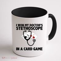 I Won My Doctor's Stethoscope Card Game Coffee Mug thumb 1