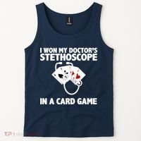I Won My Doctor's Stethoscope Card Game Tank Top thumb 2