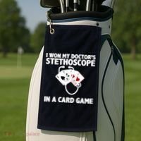 I Won My Doctor's Stethoscope Card Game Golf Towel thumb 2