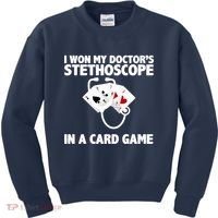 I Won My Doctor's Stethoscope Card Game Kids Sweatshirt thumb 0