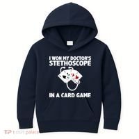 I Won My Doctor's Stethoscope Card Game Kids Hoodie thumb 0