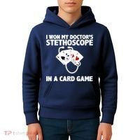 I Won My Doctor's Stethoscope Card Game Kids Hoodie thumb 4