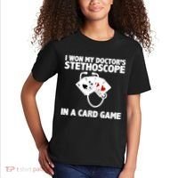 I Won My Doctor's Stethoscope Card Game Kids T-Shirt thumb 2