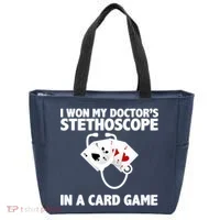 I Won My Doctor's Stethoscope Card Game Tote Bag thumb 0
