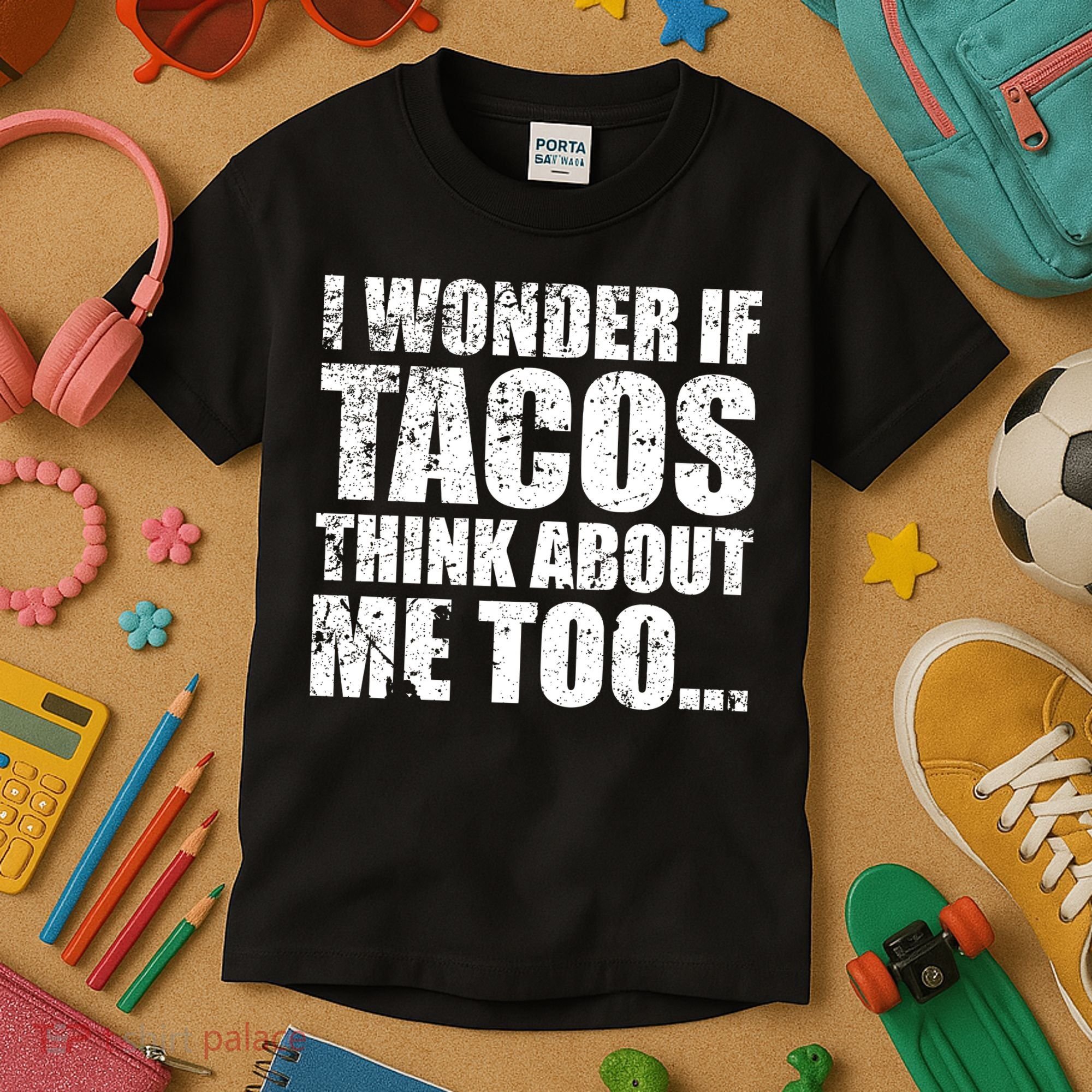 I Wonder if Tacos Think About Me Too Kids T-Shirt