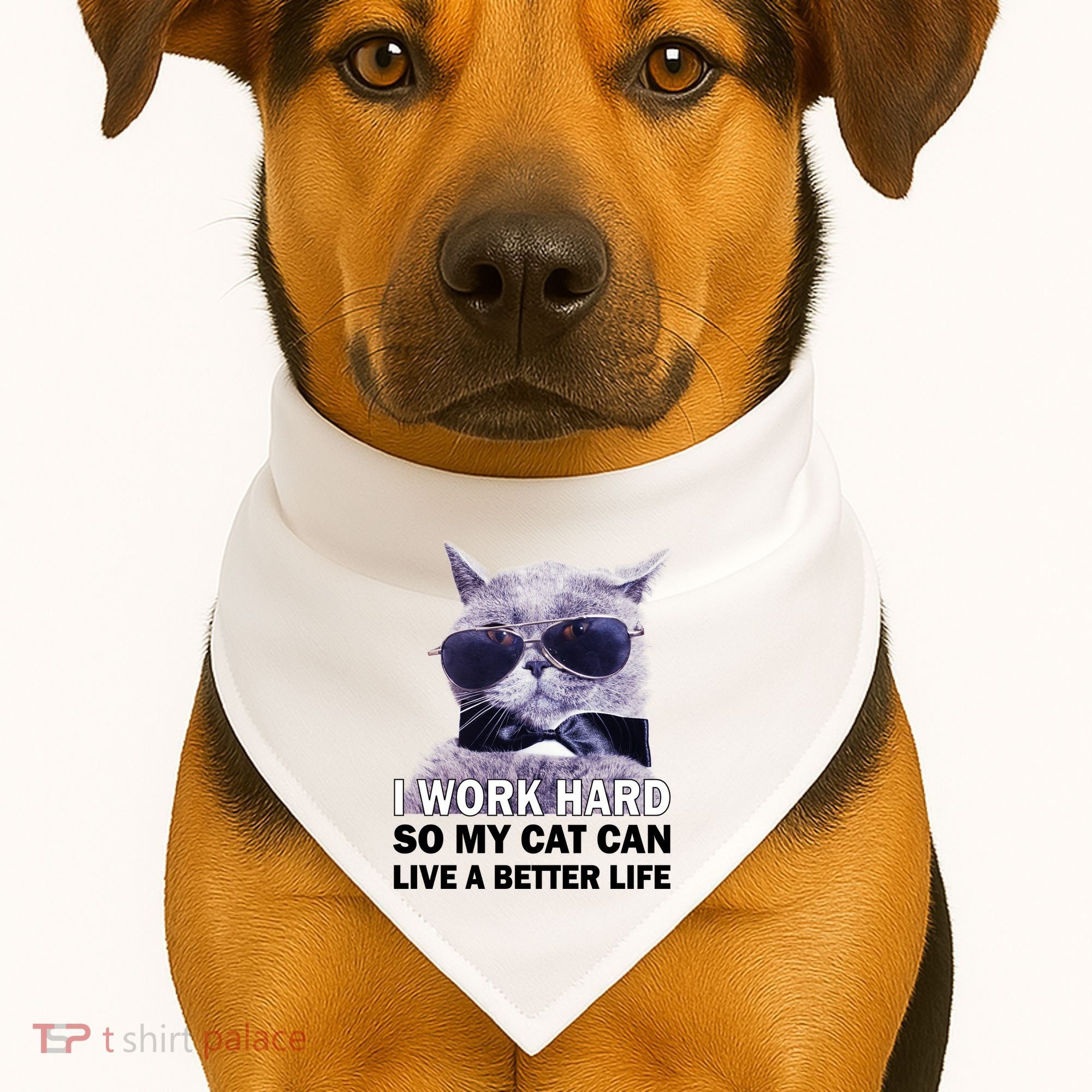 I Work Hard So My Cat Cat Live A Better Life USA-Made Doggie Bandana